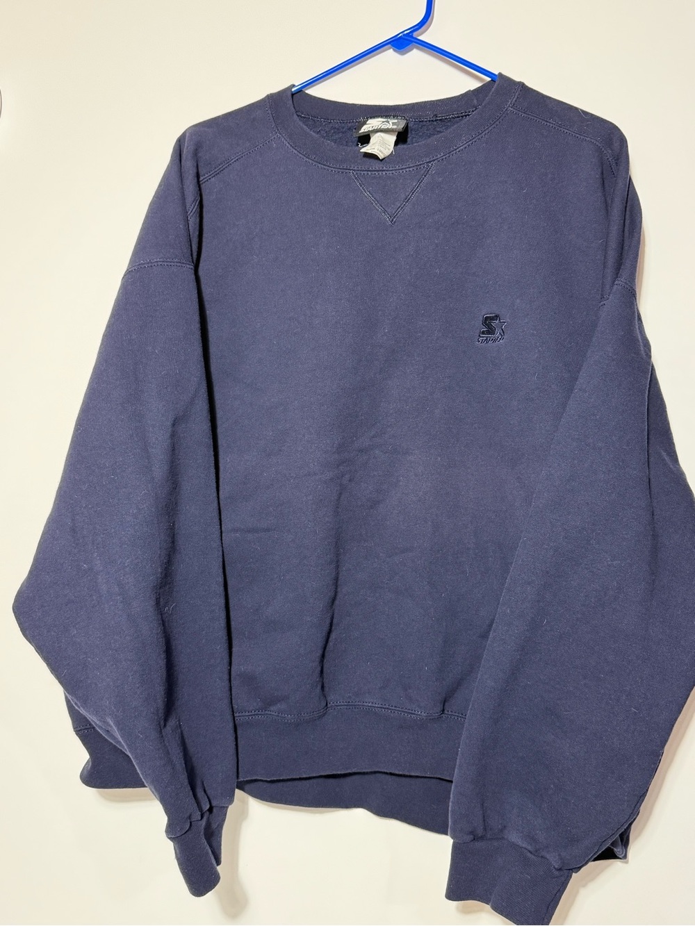 Vintage 90s Starter Crewneck Sweatshirt Mens XL Navy Blue Embroidered Logo